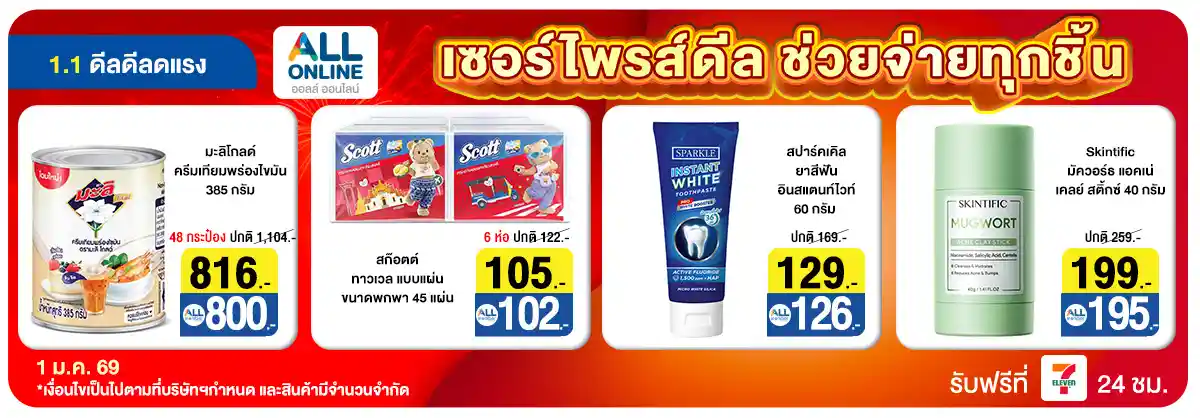 ลดจัดหนัก คุ้มจัดเต็มทุกวันที่ 1 (1 Jan 26)