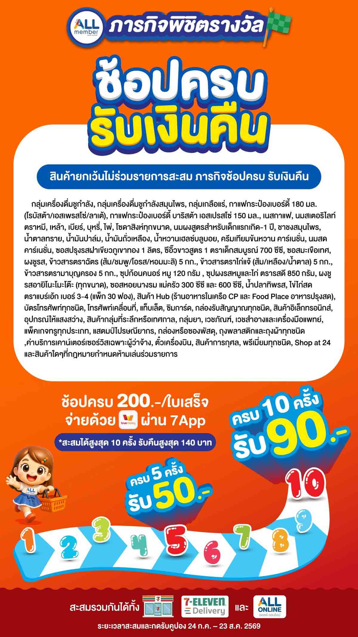 ภารกิจพิชิตรางวัล ช้อปครบรับเงินคืน (24 Jul - 23 Aug 26)
